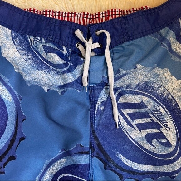 Miller Light Swim Trunks XXLarge 38 Board Shorts Summer Beach Blue Spring Break - Picture 6 of 10